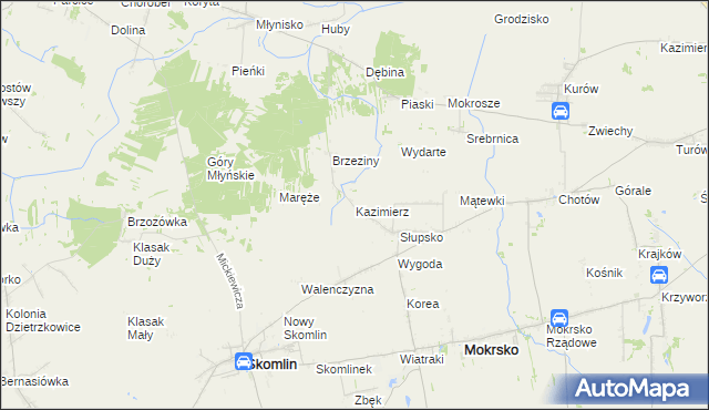 mapa Kazimierz gmina Skomlin, Kazimierz gmina Skomlin na mapie Targeo