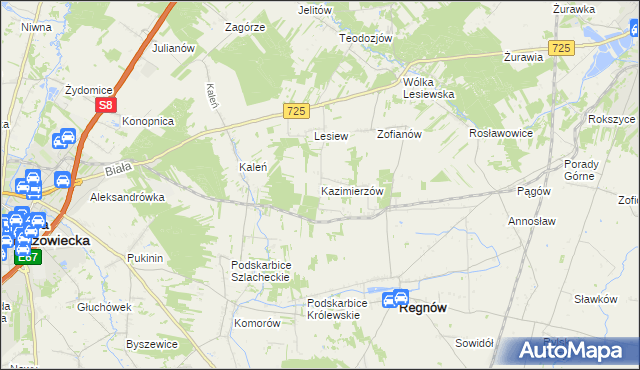 mapa Kazimierzów gmina Regnów, Kazimierzów gmina Regnów na mapie Targeo