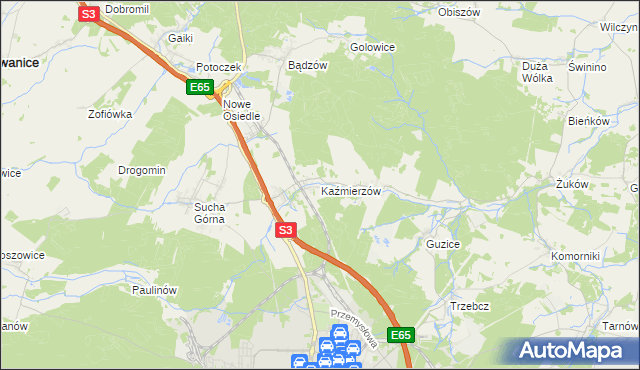 mapa Kaźmierzów, Kaźmierzów na mapie Targeo