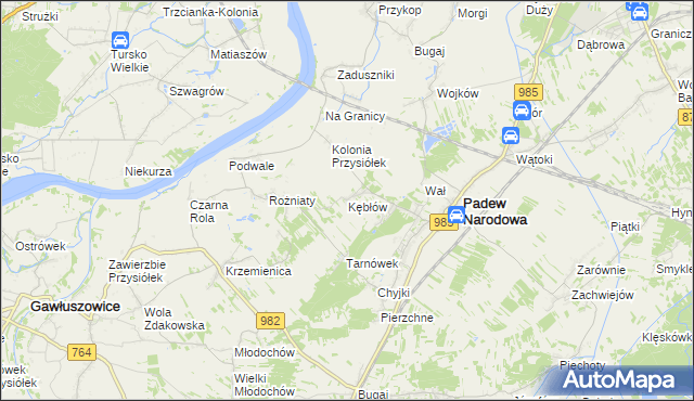 mapa Kębłów gmina Padew Narodowa, Kębłów gmina Padew Narodowa na mapie Targeo