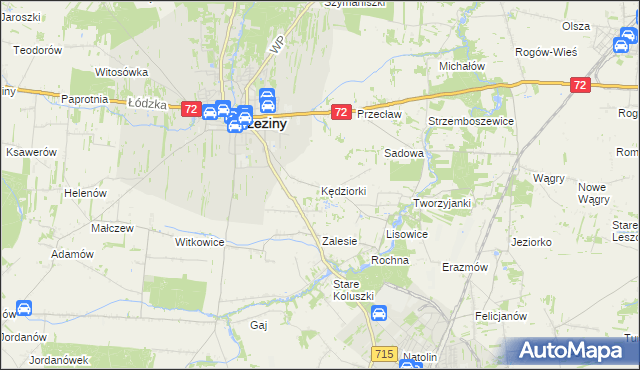 mapa Kędziorki, Kędziorki na mapie Targeo