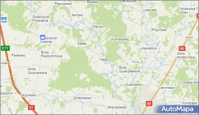 mapa Kępa gmina Sochocin, Kępa gmina Sochocin na mapie Targeo