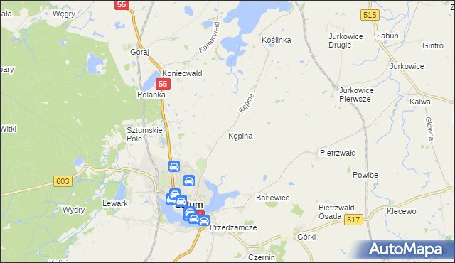mapa Kępina gmina Sztum, Kępina gmina Sztum na mapie Targeo