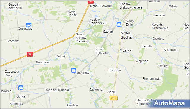 mapa Kęszyce-Wieś, Kęszyce-Wieś na mapie Targeo