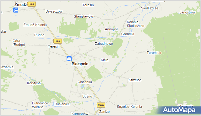 mapa Kicin gmina Białopole, Kicin gmina Białopole na mapie Targeo