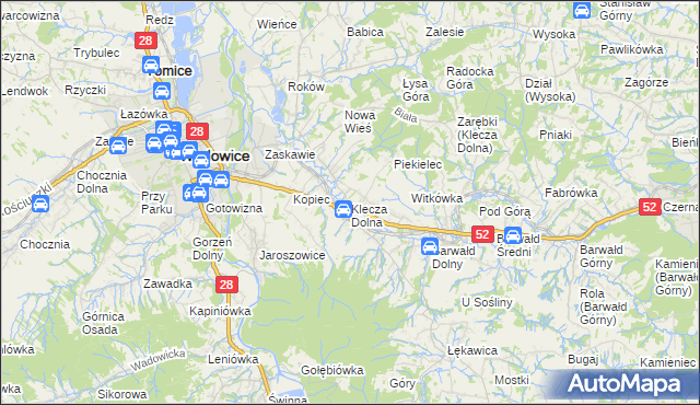 mapa Klecza Dolna, Klecza Dolna na mapie Targeo