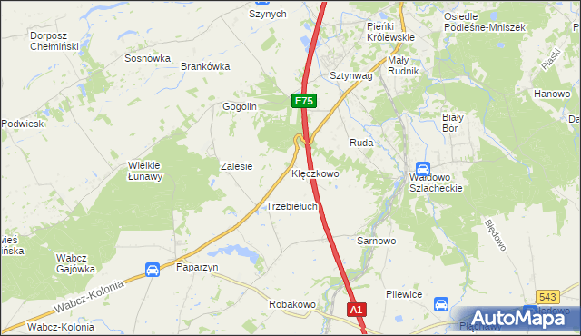 mapa Klęczkowo gmina Stolno, Klęczkowo gmina Stolno na mapie Targeo