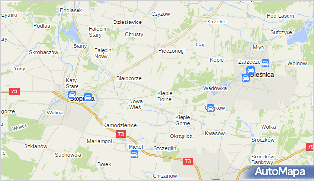 mapa Klępie Dolne, Klępie Dolne na mapie Targeo