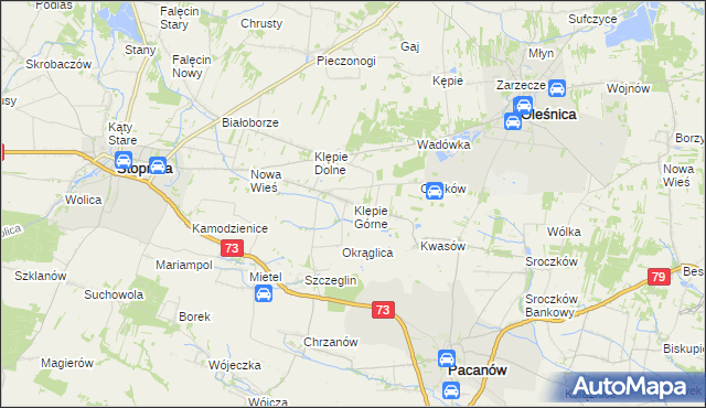 mapa Klępie Górne, Klępie Górne na mapie Targeo