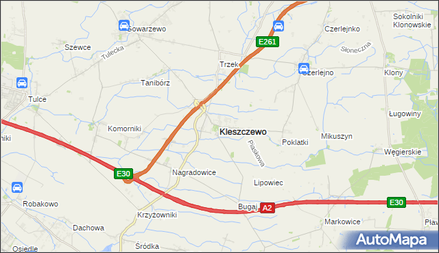 mapa Kleszczewo powiat poznański, Kleszczewo powiat poznański na mapie Targeo