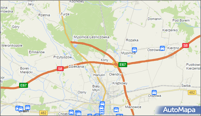 mapa Kliny gmina Kępno, Kliny gmina Kępno na mapie Targeo