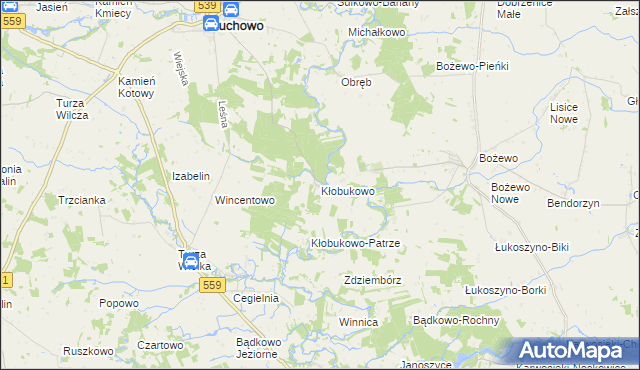 mapa Kłobukowo, Kłobukowo na mapie Targeo