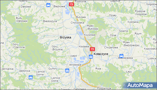 mapa Kłodawa gmina Brzyska, Kłodawa gmina Brzyska na mapie Targeo