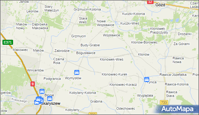 mapa Kłonówek-Wieś, Kłonówek-Wieś na mapie Targeo