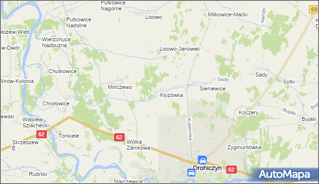 mapa Kłyzówka, Kłyzówka na mapie Targeo
