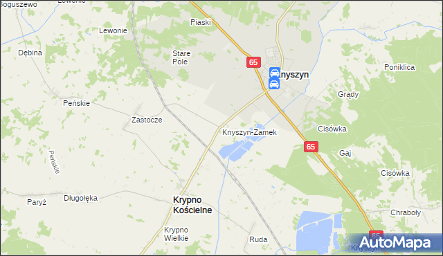 mapa Knyszyn-Zamek, Knyszyn-Zamek na mapie Targeo