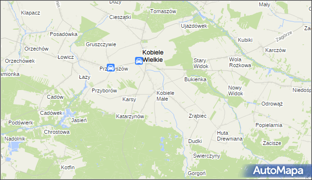 mapa Kobiele Małe, Kobiele Małe na mapie Targeo