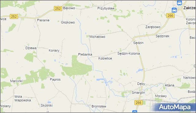 mapa Kobielice gmina Zakrzewo, Kobielice gmina Zakrzewo na mapie Targeo