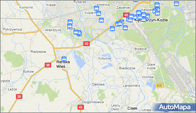 mapa Kobylice gmina Cisek, Kobylice gmina Cisek na mapie Targeo
