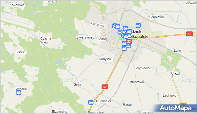 mapa Kobylniki gmina Grodzisk Wielkopolski, Kobylniki gmina Grodzisk Wielkopolski na mapie Targeo