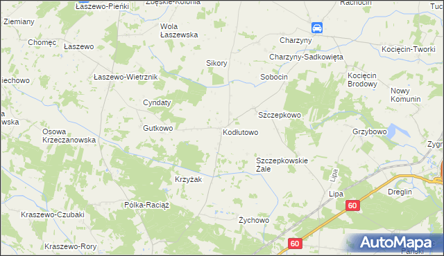 mapa Kodłutowo, Kodłutowo na mapie Targeo