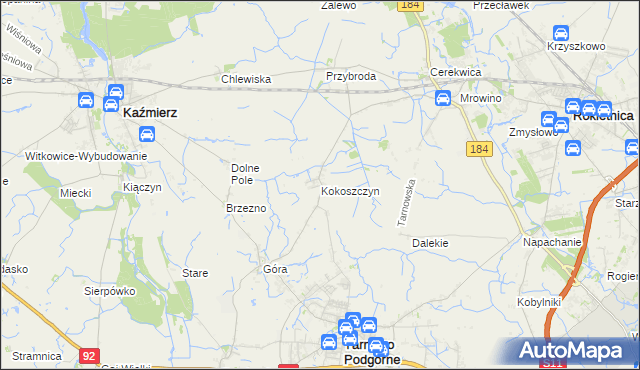 mapa Kokoszczyn gmina Tarnowo Podgórne, Kokoszczyn gmina Tarnowo Podgórne na mapie Targeo