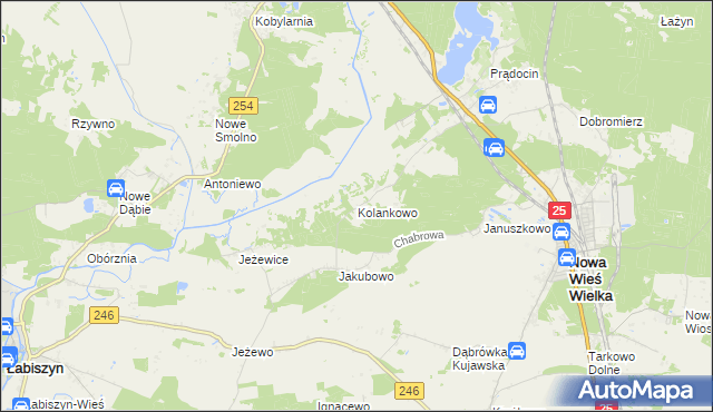 mapa Kolankowo gmina Nowa Wieś Wielka, Kolankowo gmina Nowa Wieś Wielka na mapie Targeo