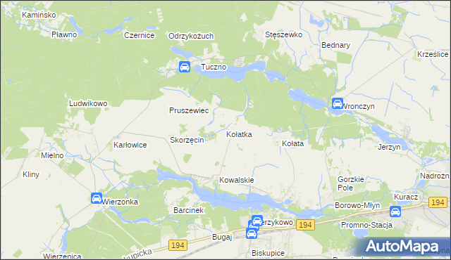 mapa Kołatka gmina Pobiedziska, Kołatka gmina Pobiedziska na mapie Targeo