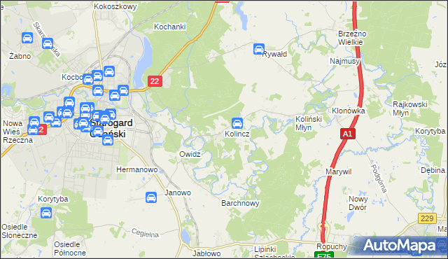 mapa Kolincz, Kolincz na mapie Targeo