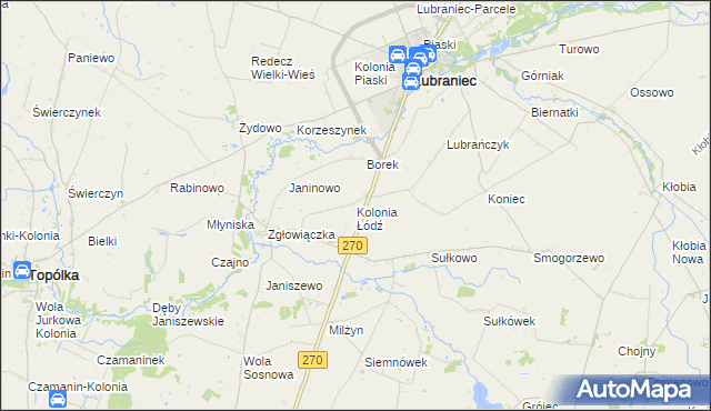 mapa Kolonia Łódź, Kolonia Łódź na mapie Targeo