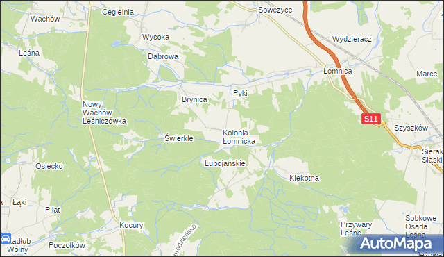 mapa Kolonia Łomnicka, Kolonia Łomnicka na mapie Targeo