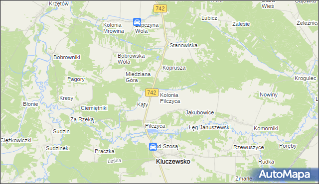 mapa Kolonia Pilczyca, Kolonia Pilczyca na mapie Targeo