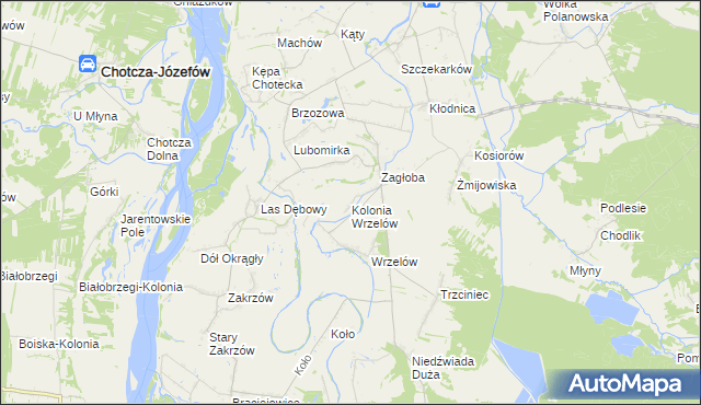 mapa Kolonia Wrzelów, Kolonia Wrzelów na mapie Targeo