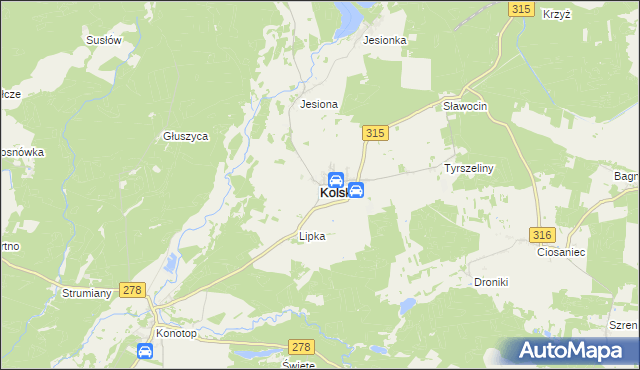 mapa Kolsko, Kolsko na mapie Targeo