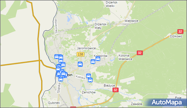 mapa Komorów gmina Gubin, Komorów gmina Gubin na mapie Targeo