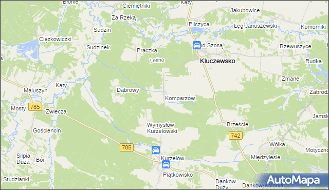 mapa Komparzów, Komparzów na mapie Targeo