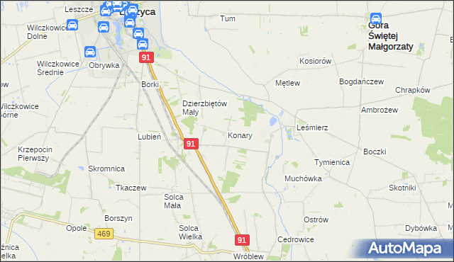 mapa Konary gmina Ozorków, Konary gmina Ozorków na mapie Targeo