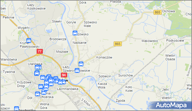 mapa Koniaczów, Koniaczów na mapie Targeo