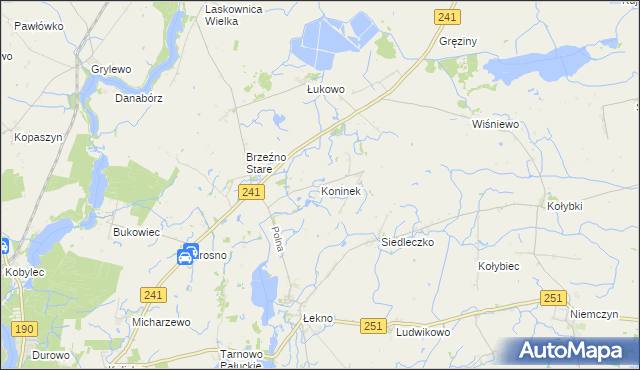 mapa Koninek gmina Wągrowiec, Koninek gmina Wągrowiec na mapie Targeo