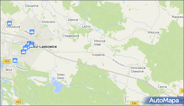 mapa Kopalina gmina Jelcz-Laskowice, Kopalina gmina Jelcz-Laskowice na mapie Targeo