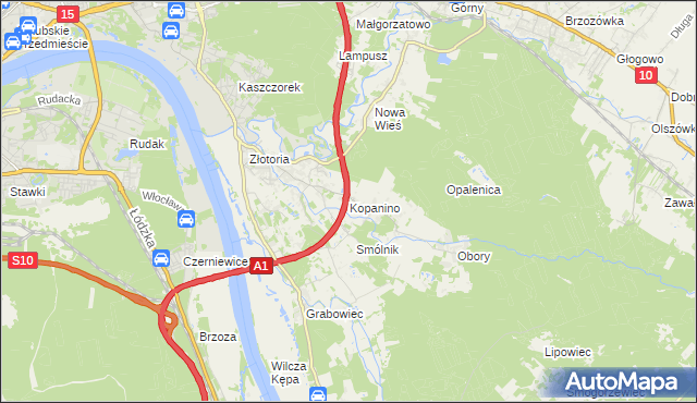 mapa Kopanino gmina Lubicz, Kopanino gmina Lubicz na mapie Targeo