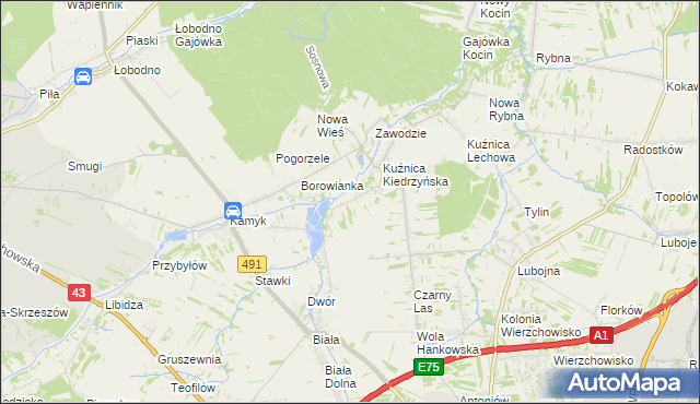 mapa Kopiec gmina Kłobuck, Kopiec gmina Kłobuck na mapie Targeo