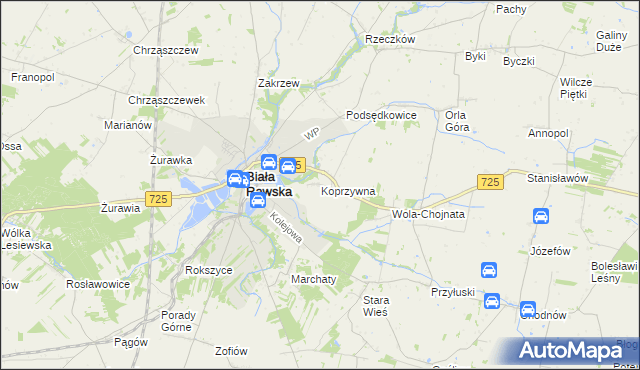 mapa Koprzywna, Koprzywna na mapie Targeo