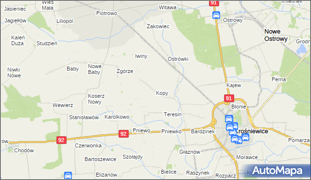 mapa Kopy gmina Krośniewice, Kopy gmina Krośniewice na mapie Targeo