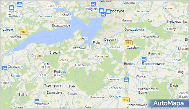 mapa Kornatka gmina Dobczyce, Kornatka gmina Dobczyce na mapie Targeo