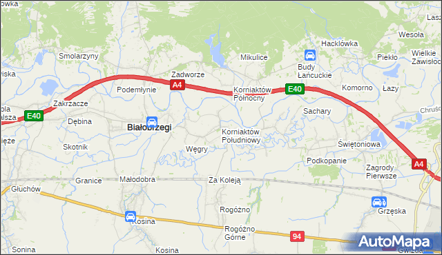 mapa Korniaktów Południowy, Korniaktów Południowy na mapie Targeo