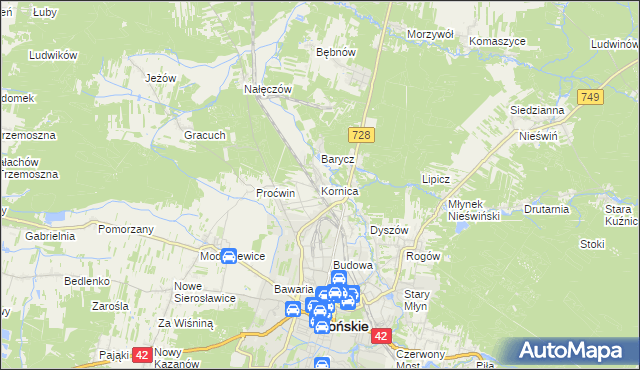 mapa Kornica, Kornica na mapie Targeo