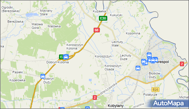 mapa Koroszczyn, Koroszczyn na mapie Targeo