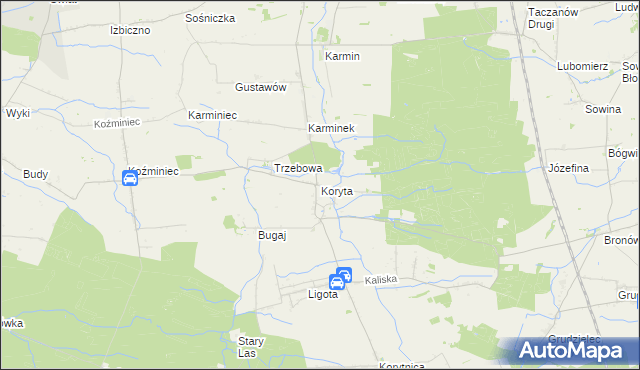 mapa Koryta gmina Raszków, Koryta gmina Raszków na mapie Targeo