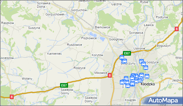 mapa Korytów gmina Kłodzko, Korytów gmina Kłodzko na mapie Targeo